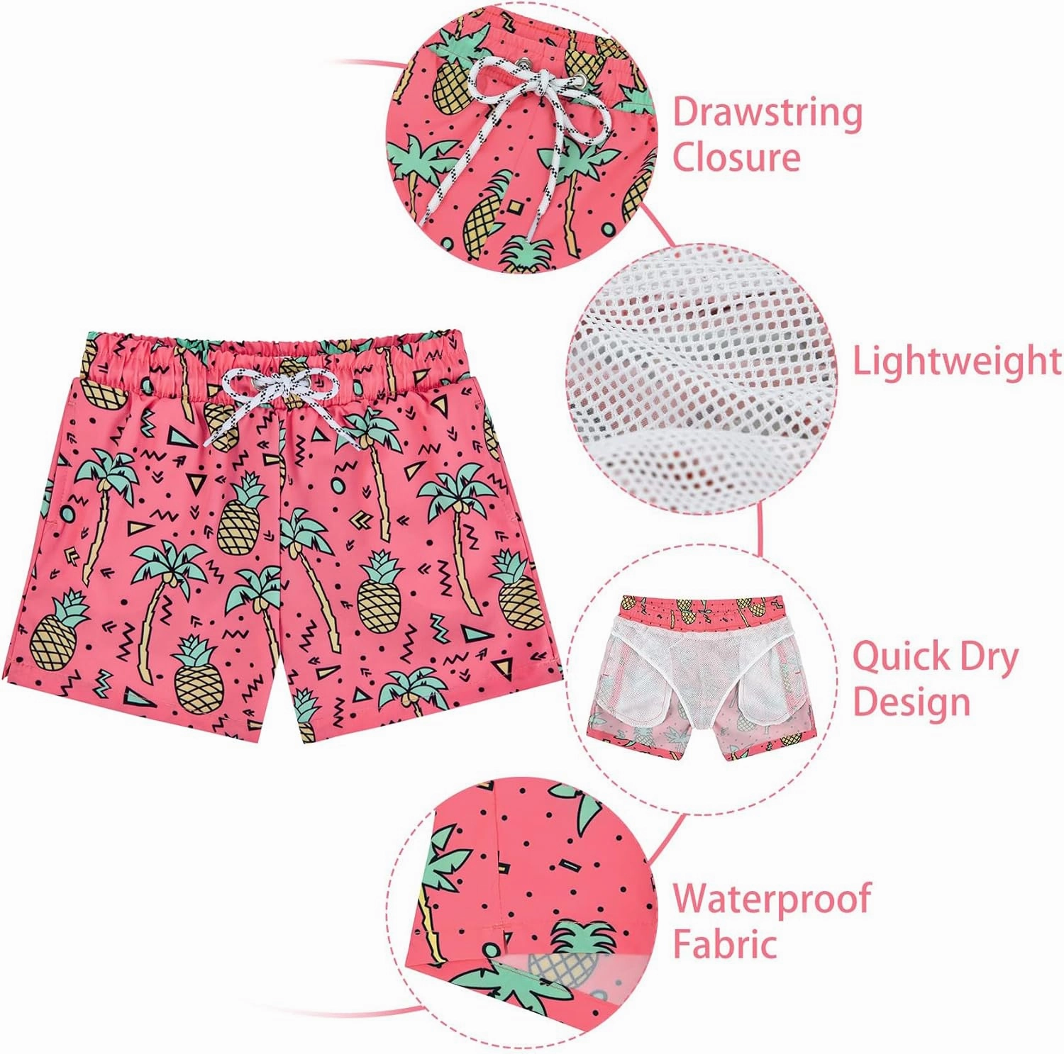 Durio Boys' Swim Trunks - Quick Dry Board Shorts with Stretchy Fabric