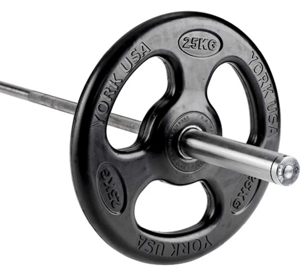 York Olympic Iso-Grip Rubber Individual Discs (Up to 25kg), Weightlifting chalk, Rollable Sled Track, GPS running watch