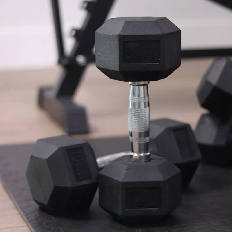 Hit Fitness Hex Dumbbells | 10kg, Rack,Platforms, Weight plate storage pegs, Fitness,Activity Trackers