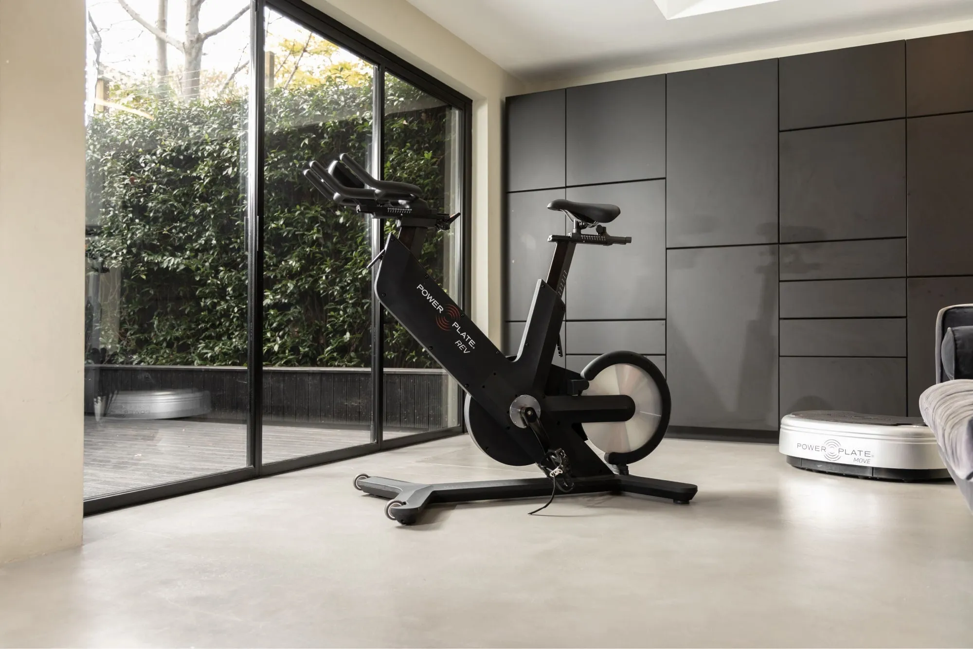 Power Plate REV, Rogue Fitness squat rack, Folding treadmill, Yoga mat thick