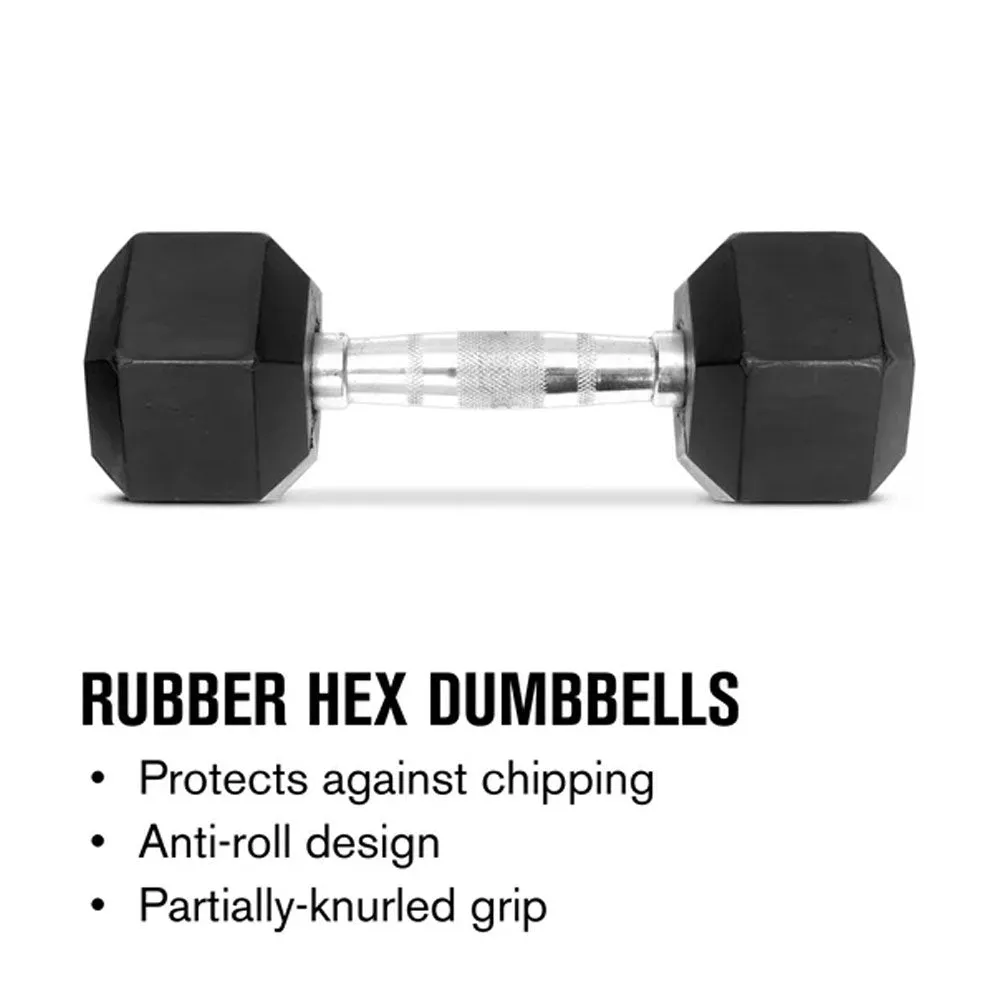 Weider Rubber Hex Dumbbell, 115 lbs - Sold Individually, Sleds