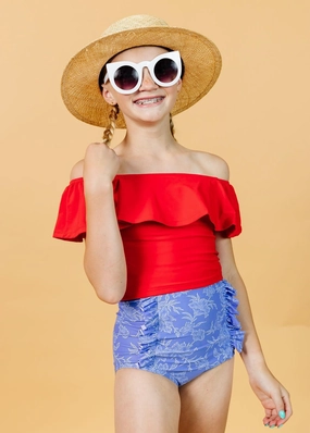 Elegant Floral | Youth Down in Front Ruffle Bottoms