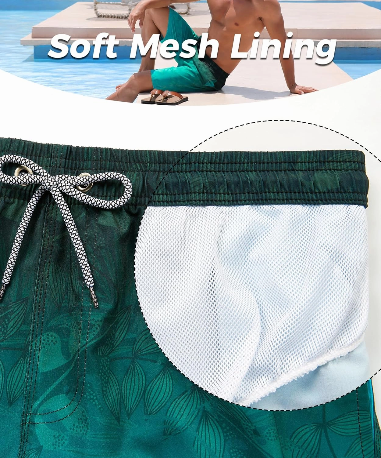 ELETOP Men's Swim Trunks Quick Dry Bathing Suit Swimming Board Shorts Mesh Lining Beach Swimwear