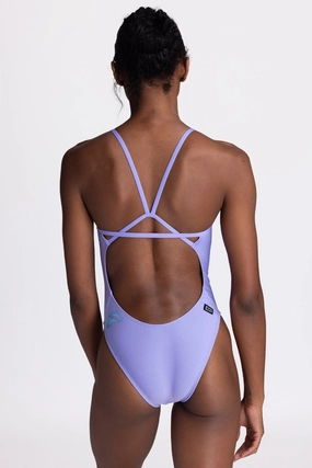 Embroidered Perry Swim Onesie - Lavender Dolphin