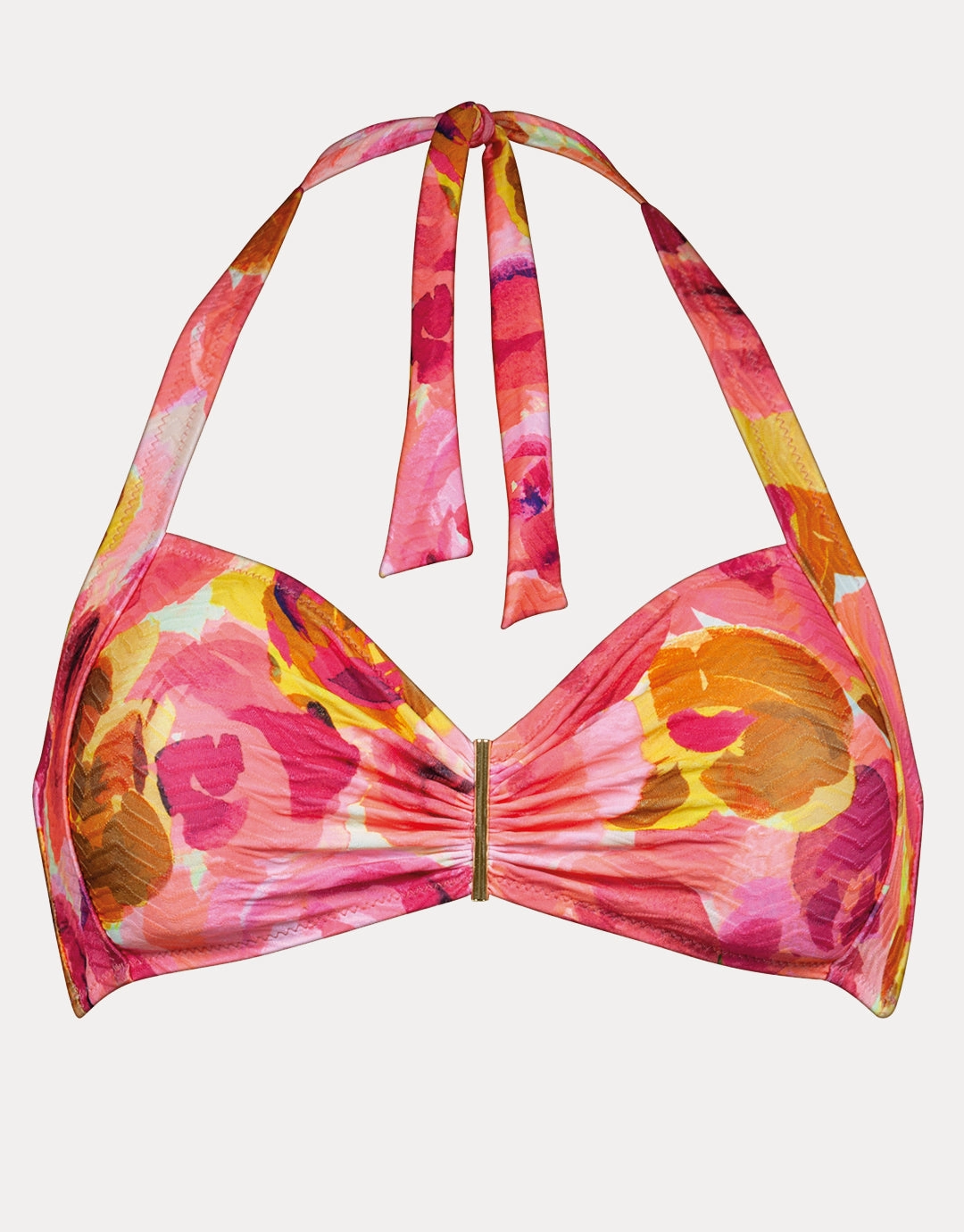 Euphoric Bloomwave Gathered Halter Bikini Top - Sunsoaked Neons