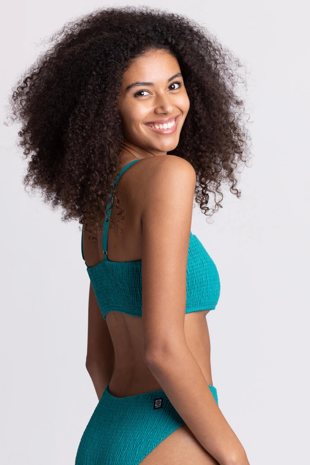 Eva Smocked Bikini Top - Palm