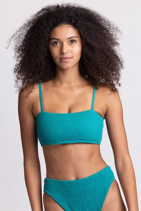 Eva Smocked Bikini Top - Palm