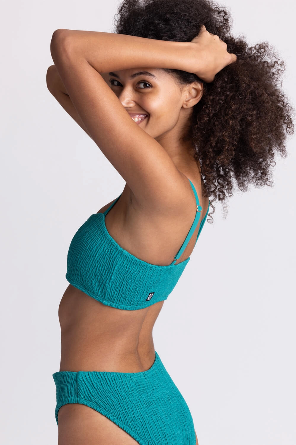 Eva Smocked Bikini Top - Palm