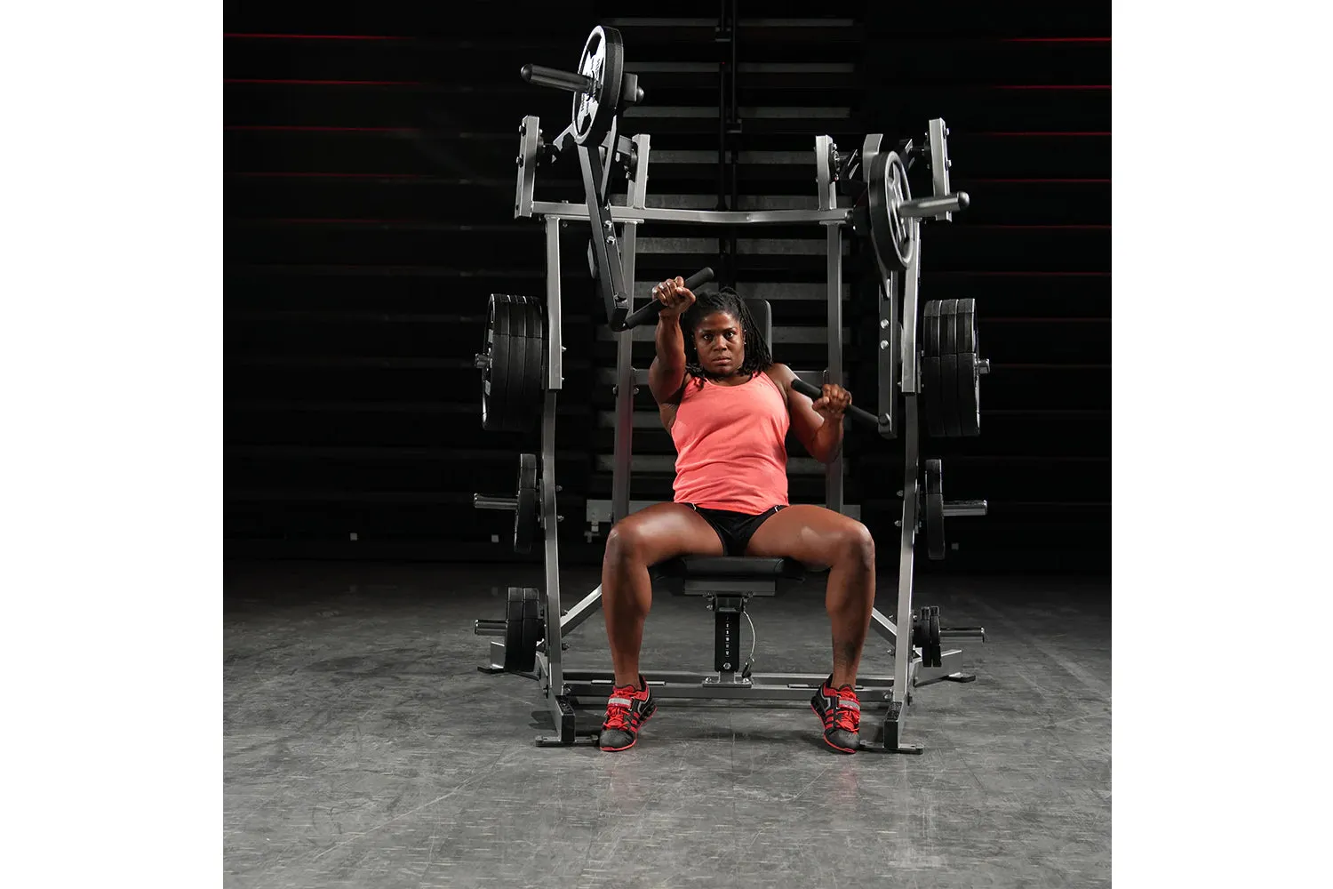 Hammer Strength Plate-Loaded Iso-Lateral Bench Press, Slam Balls, Plates