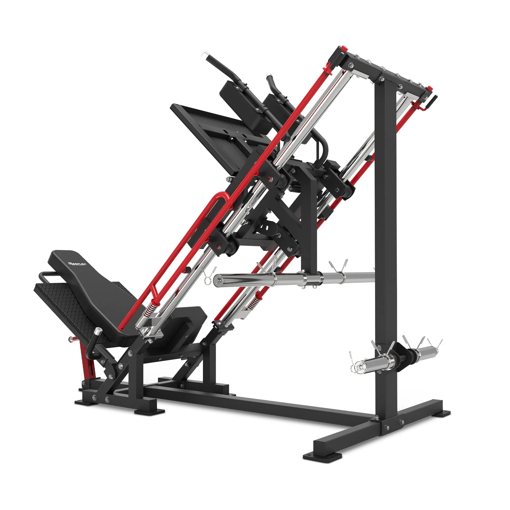 Reeplex 45 Degree Leg Press & Hack Squat V2, Slant board for calves, Exercise bike indoor, Studio Dumbbells