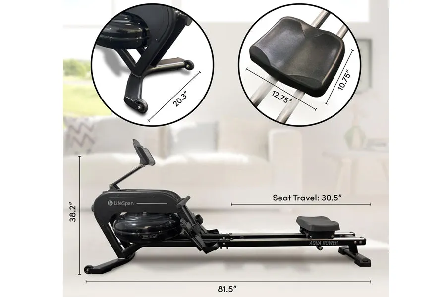 LifeSpan AquaVitae Water Rower, Personal Fixed Barbell, Ab Wheel