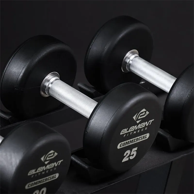 Element Fitness 3-Tier Fixed Pro-Style Dumbbell Saddle Rack | 15 Pairs, Cable Attachments
