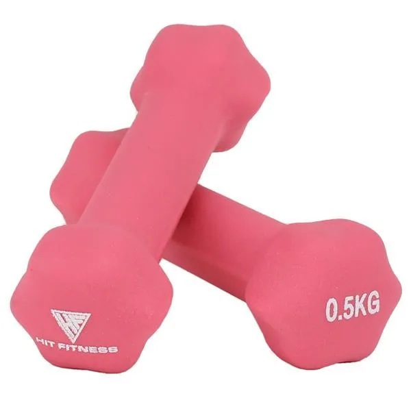 Hit Fitness Neoprene Studio Dumbbells | 0.5kg Pair, Water Rowers, Plates