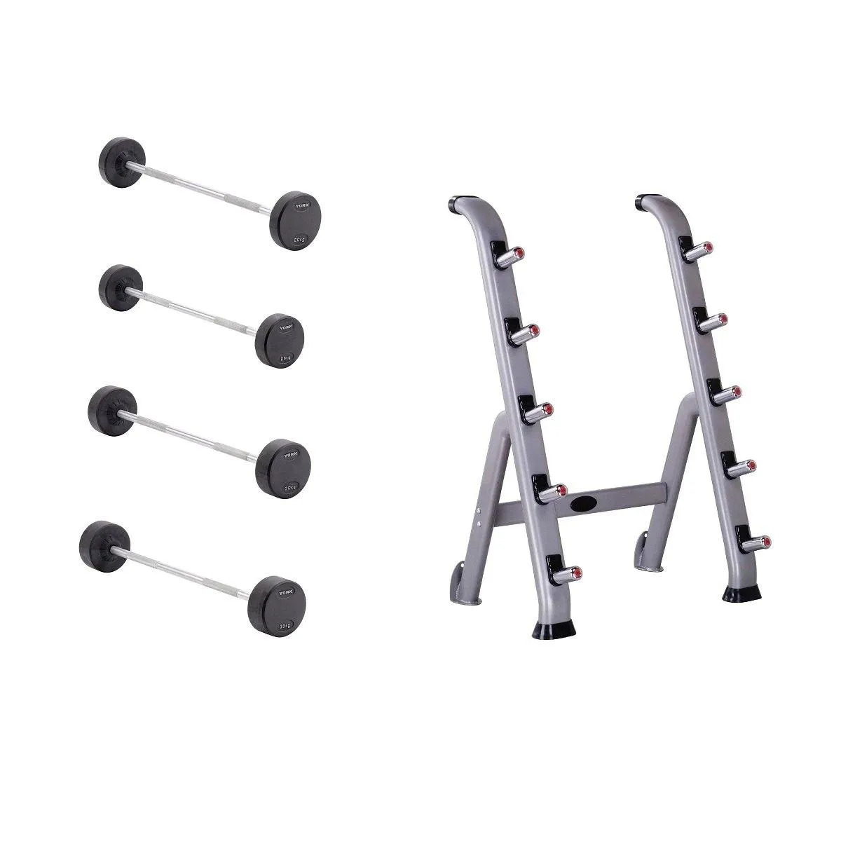 York Barbell Pro Style Fixed Weight Barbells & Sets, Storage