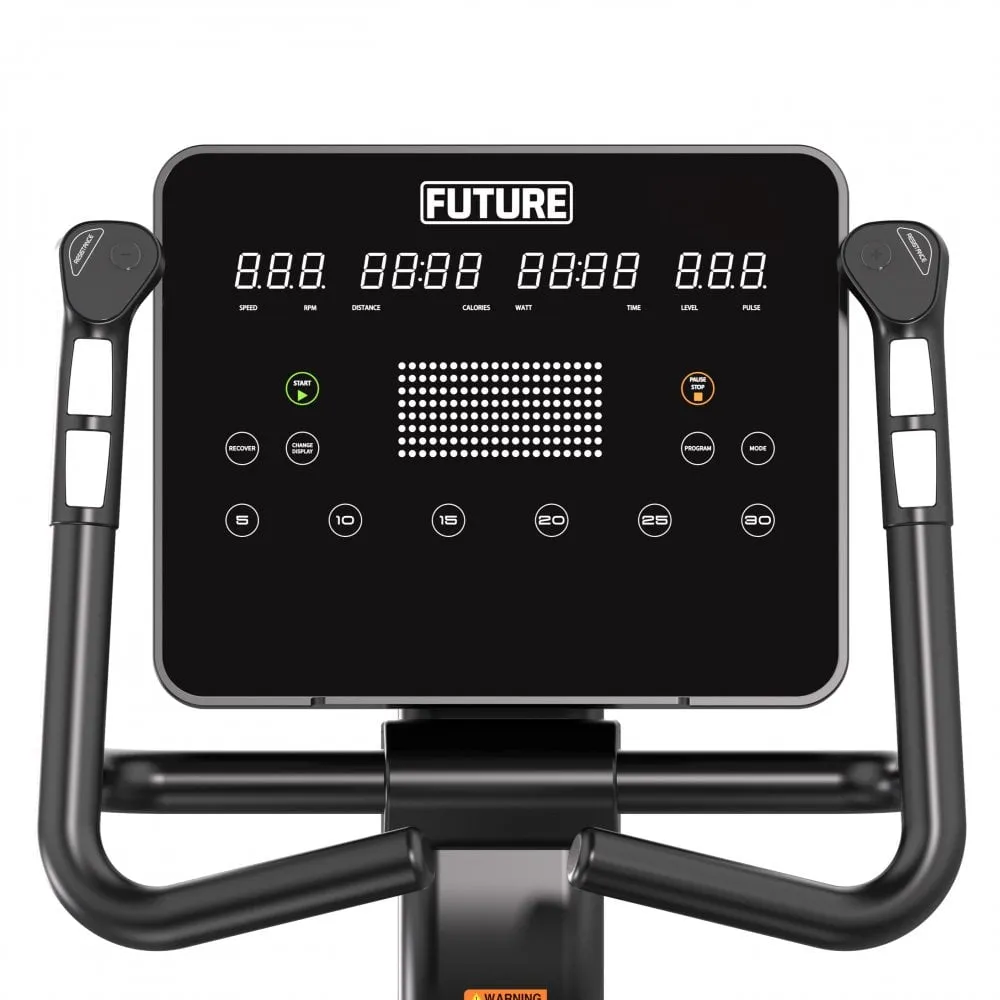 Future Elite Series U880 Commercial Upright Bike - LED Console, Compression leg sleeves, Indoor Cycles, Rack Attachments