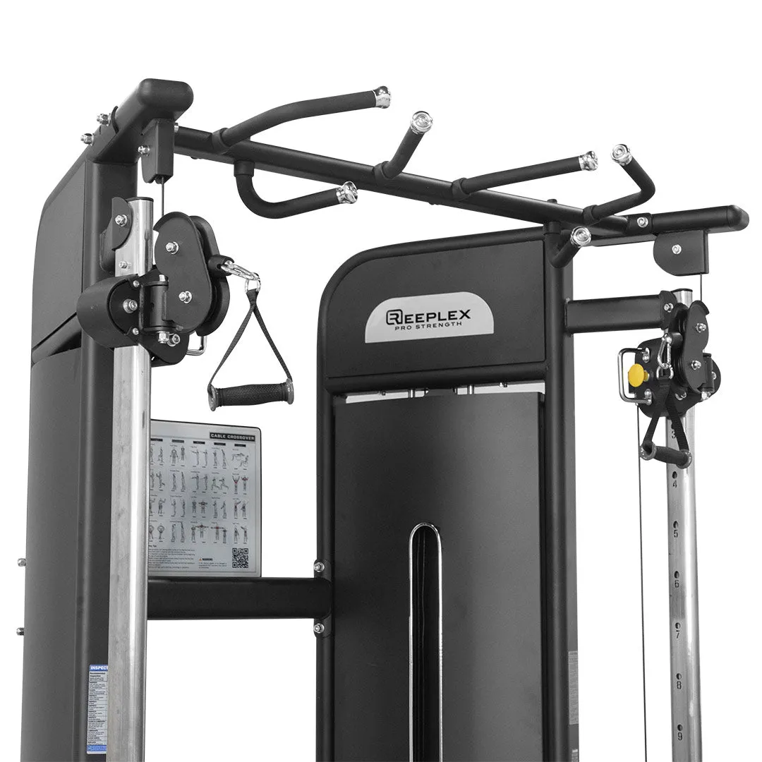Reeplex Commercial Functional Trainer with 2 x 150kg Weight Stacks, Curved treadmill, Functions, Weightlifting chalk
