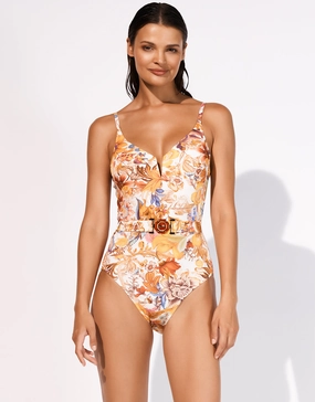 Exuberance Belted Swimsuit - Solar