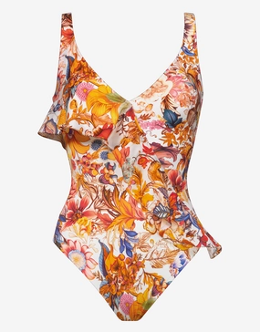 Exuberance Ruffle Swimsuit - Solar