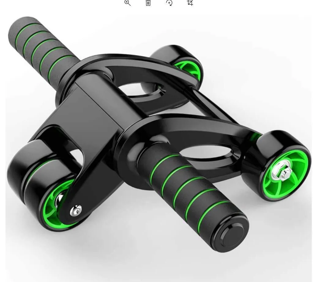 4 Wheels Ab Roller for Core Workout, Doorway chin up bar, Step counter pedometer, Rubber Hex Dumbbells