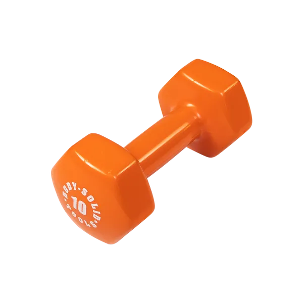 Fan Favorite Bodysolid Orange 10lb Vinyl Dumbbell Shop the Hype, Mats,Flooring, Neoprene Dumbbells, Lifting straps for gym