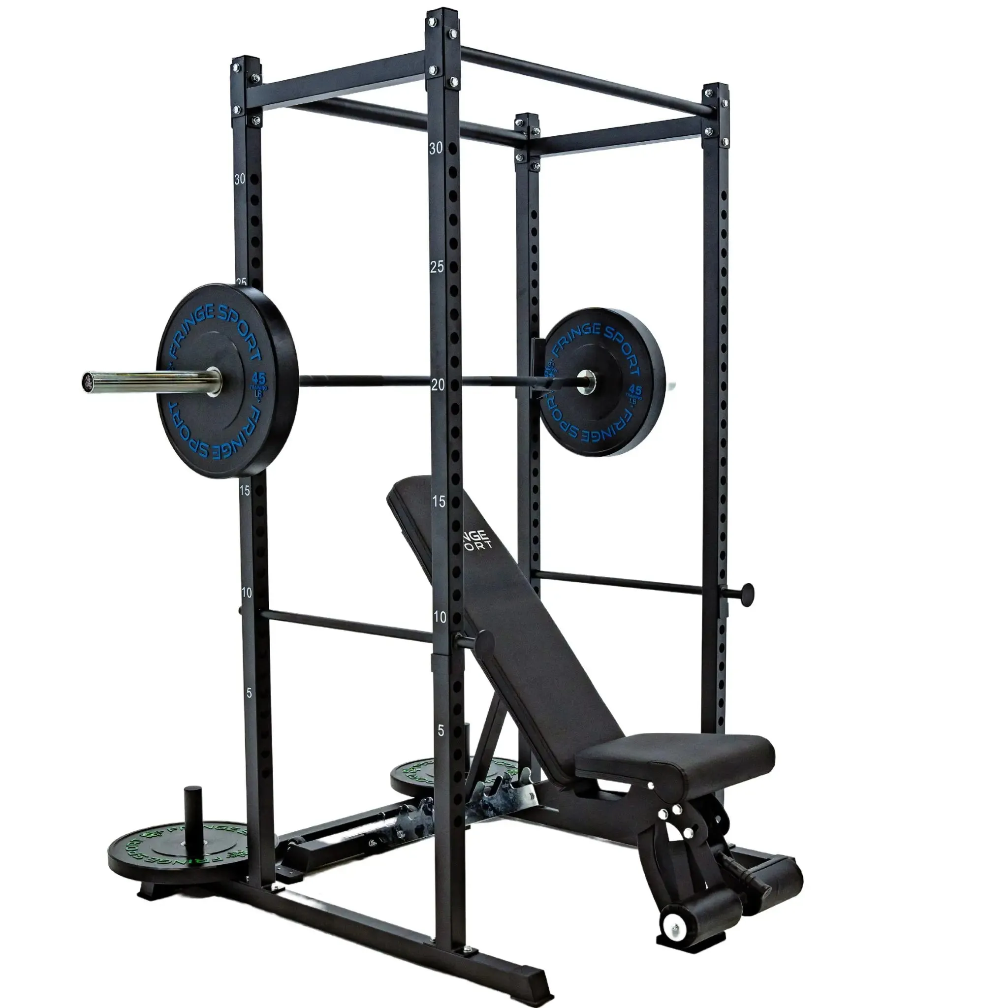 Garage Squat Cage w/ Full Attachment Package, Weight Plate Sets, Sleds, Battle ropes