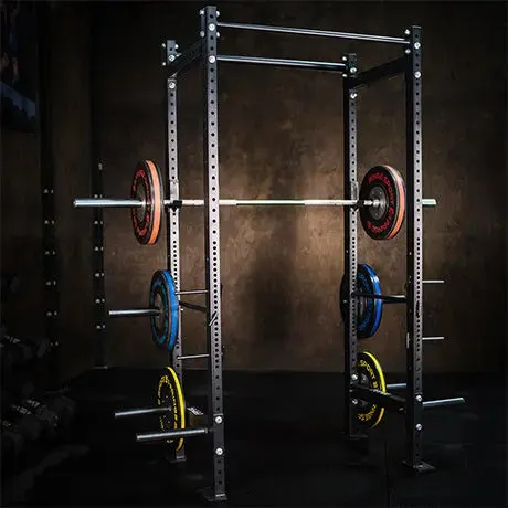 Garage Squat Cage w/ Full Attachment Package, Folding treadmill, Parallettes, Weight Plate Sets