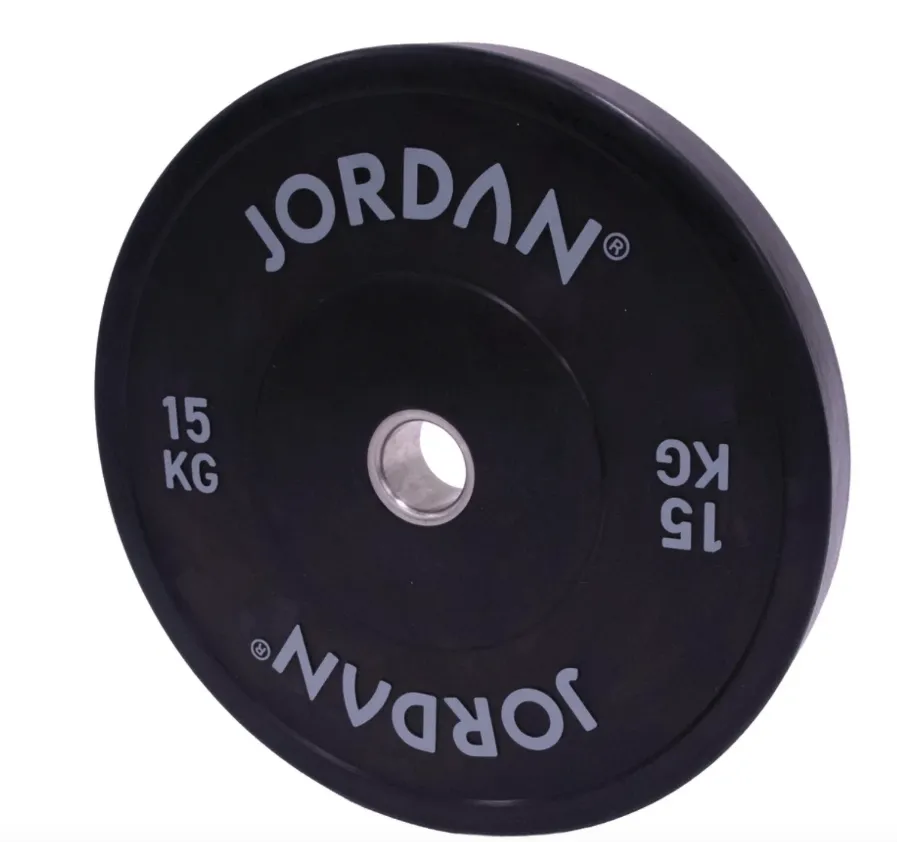 JORDAN HG BLACK RUBBER BUMPER PLATES - 150kg Set, Rack Attachments