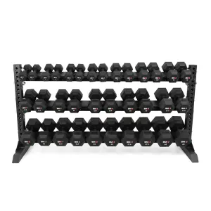 Fan Favorite Rubber Hex Dumbbell Set 5kg - 40kg with Rack - Vanta Series Quick Buy, Leg press machine