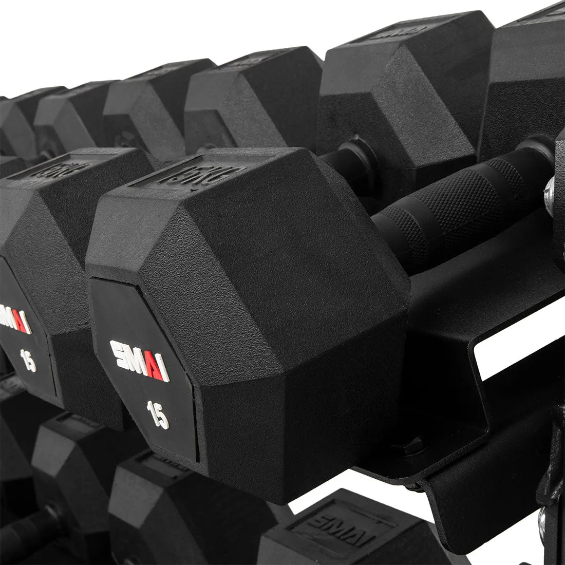 Rubber Hex Dumbbell Set 5kg - 40kg with Rack - Vanta Series, Cold therapy wrap