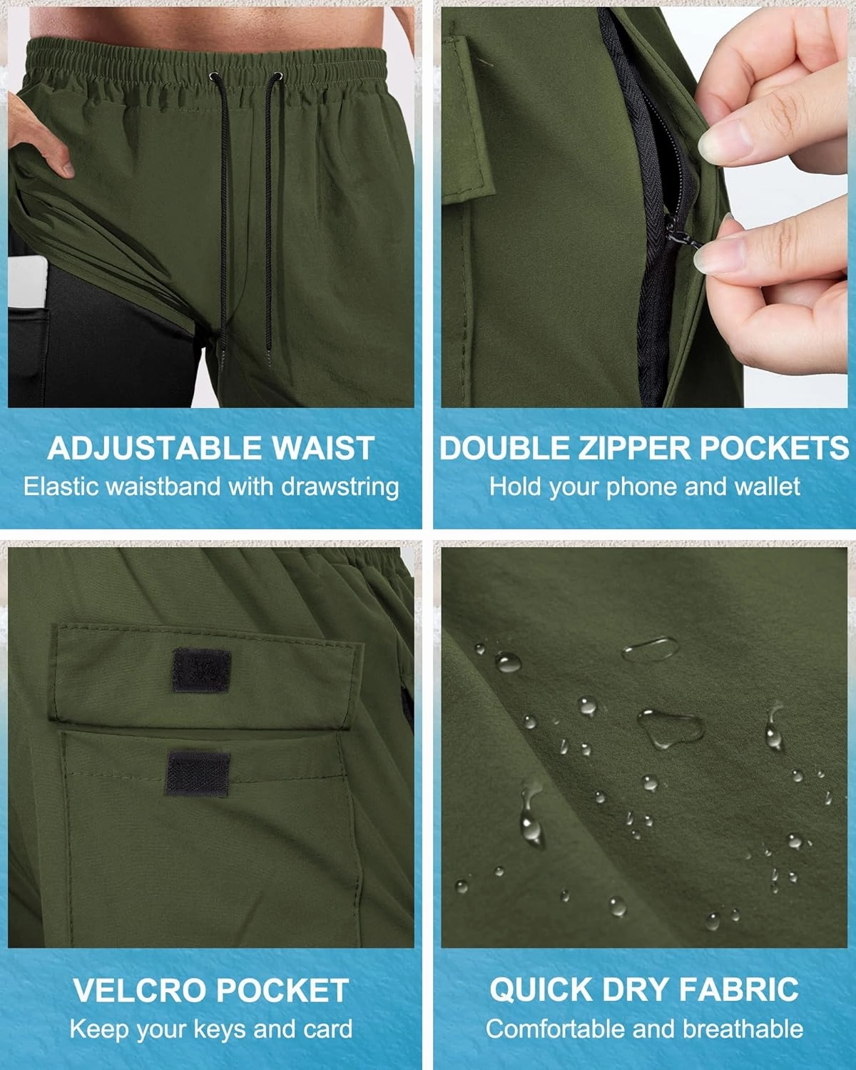 Fasker Mens Swim Trunks with Compression Liner 7" Inseam Quick Dry Bathing Suit Beach Shorts Swimming Trunks with Pockets
