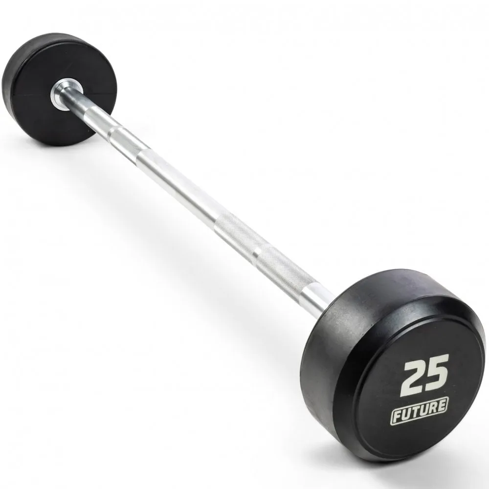 Future Premium Straight Rubber Barbell Set & Rack 10 - 45kg, Front Drive, Compact gym equipment for small spaces