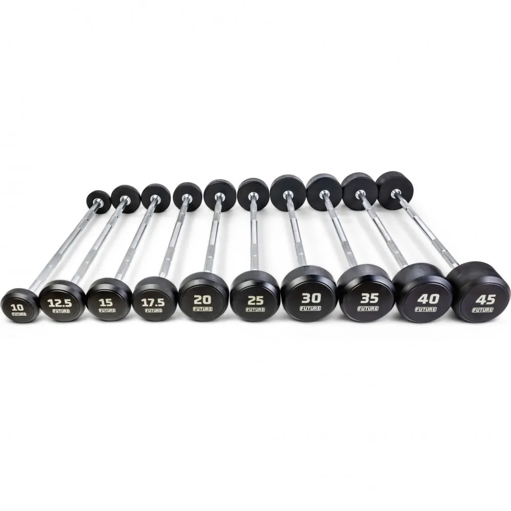 Future Premium Straight Rubber Barbell Set & Rack 10 - 45kg, Adjustable dumbbells, Elliptical Crosstrainers, Smith Machines