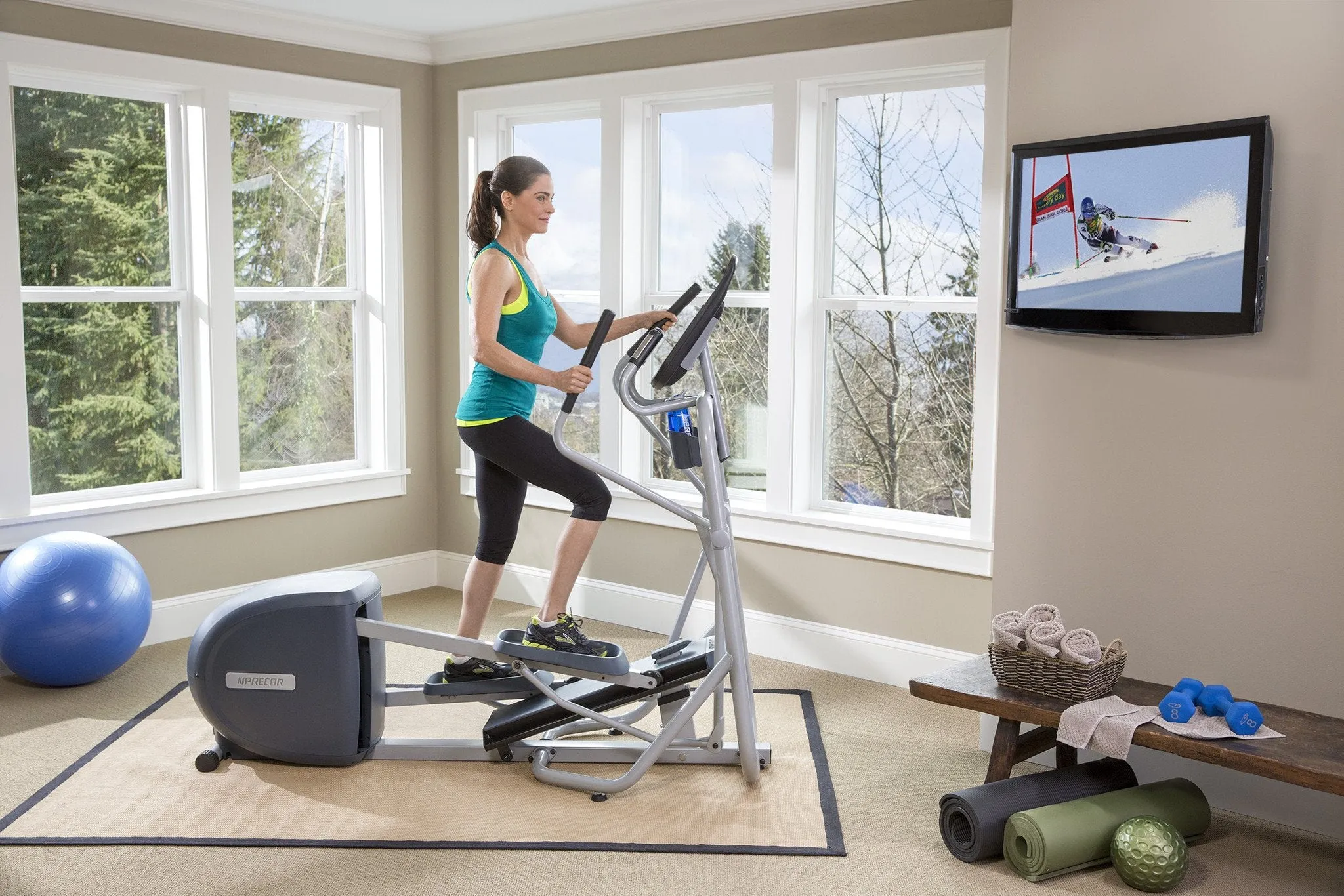 EFX222 Elliptical Crosstrainer, Strength Bands, Gym shorts with pockets, Yoga Props