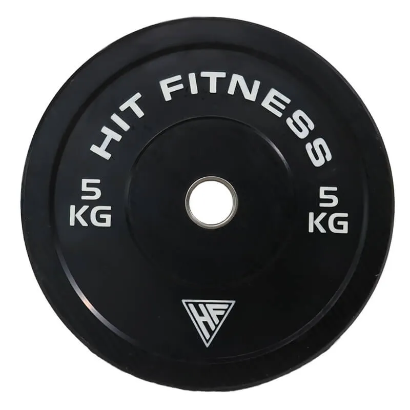 Hit Fitness 5kg & 10kg Black Bumper Plates | Bundle, Plates, Low impact cardio machine