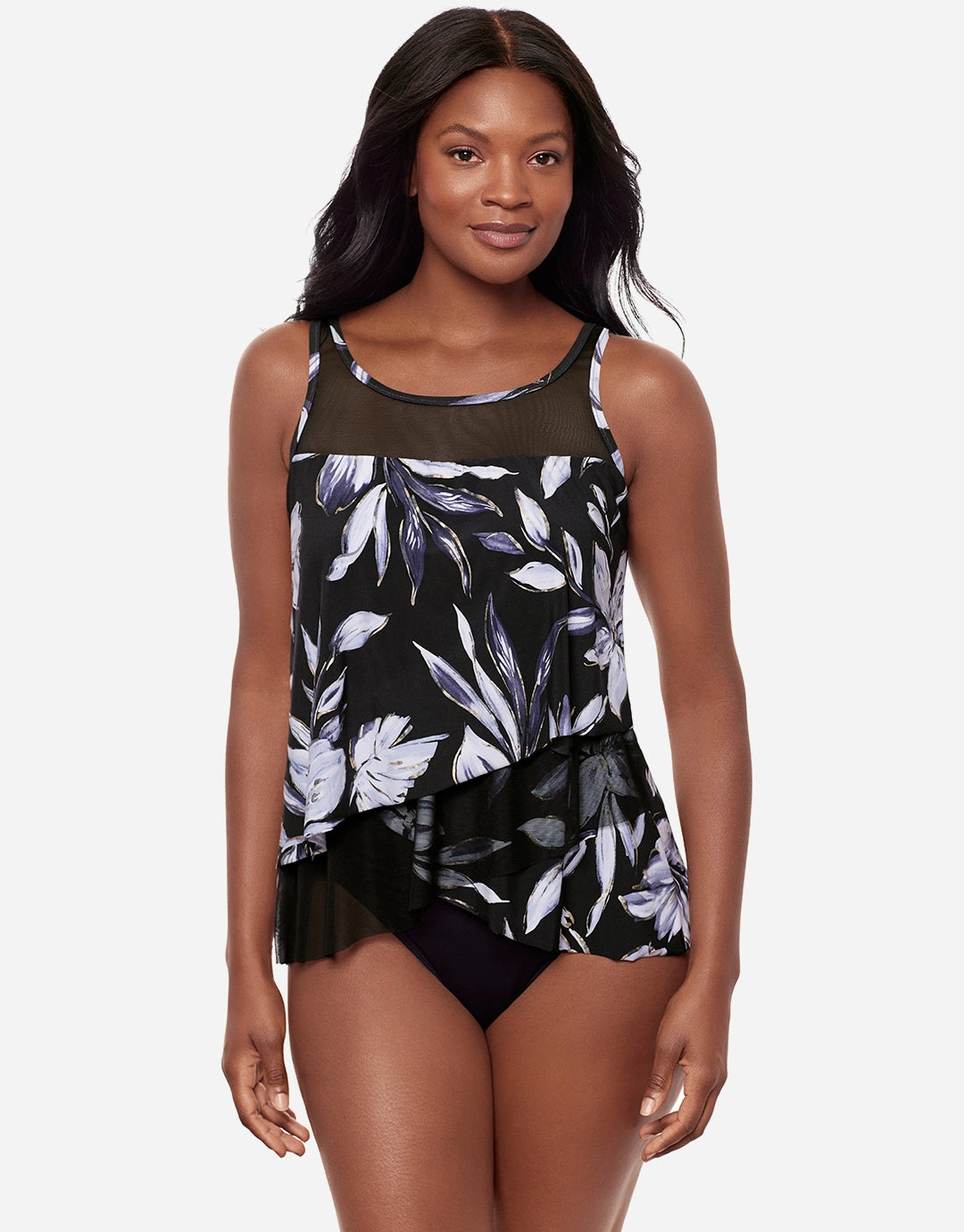 Fiore Di Luna Mirage Tankini Top - Black White
