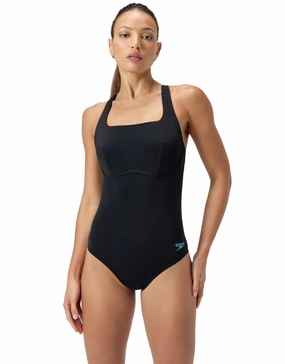 Flex Band Swimsuit with Swim Bra - Black/Turquoise