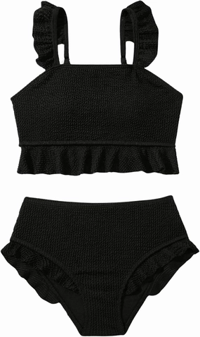 Floerns Girl's 2 Piece Bathing Suit Ruffle Trim Summer Bikini Swimsuit