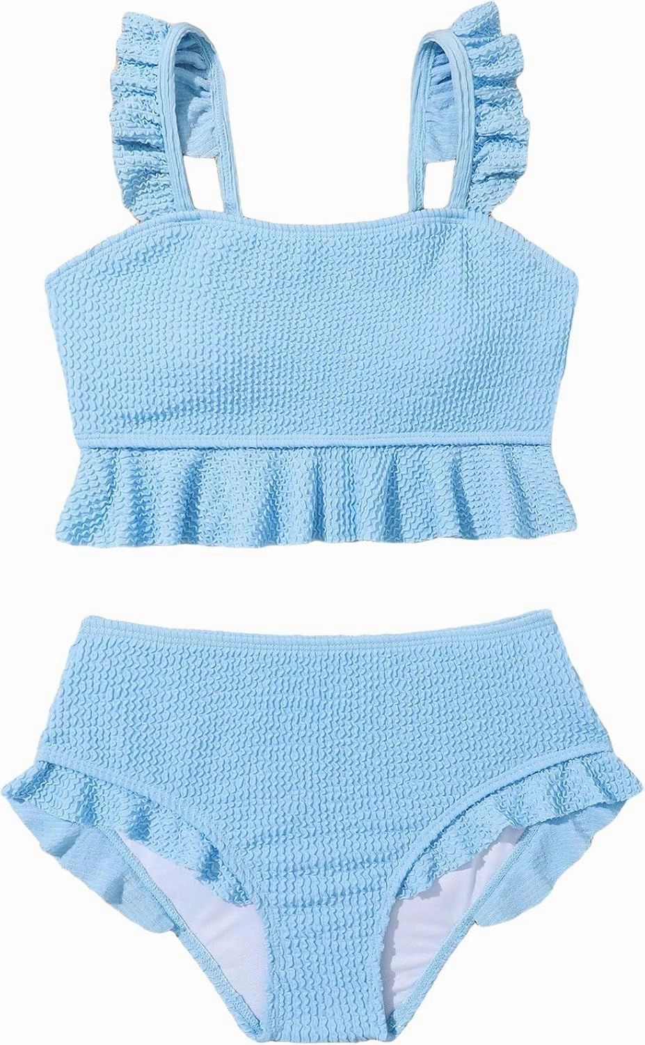 Floerns Girl's 2 Piece Bathing Suit Ruffle Trim Summer Bikini Swimsuit