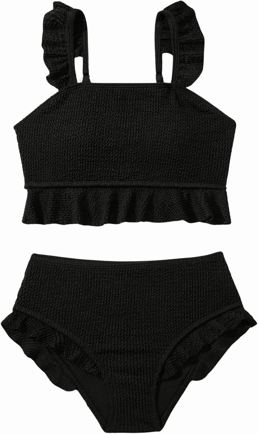 Floerns Girl's 2 Piece Bathing Suit Ruffle Trim Summer Bikini Swimsuit