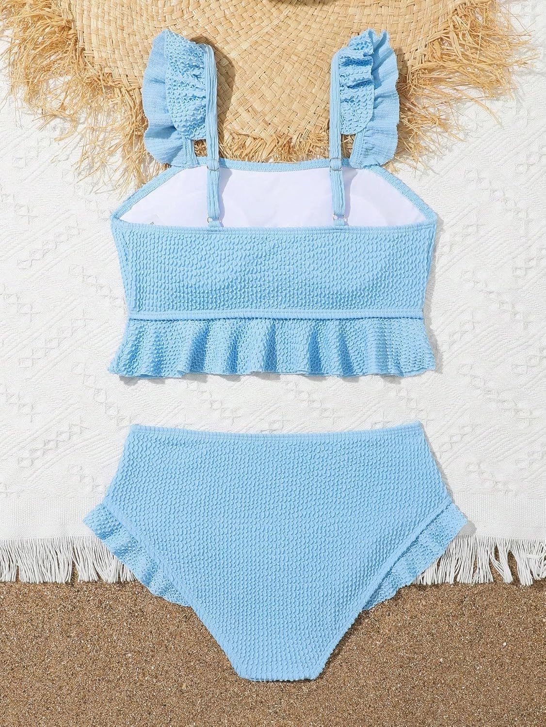 Floerns Girl's 2 Piece Bathing Suit Ruffle Trim Summer Bikini Swimsuit