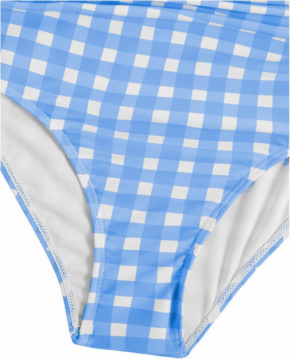 Floerns Girl's Gingham Print Ruched Cut Out Knot Front One Piece Swimsuit