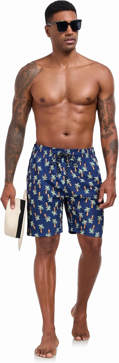 Flytop Mens Swim Trunks Quick Dry Board Shorts with Zipper Pockets Bathing Suit