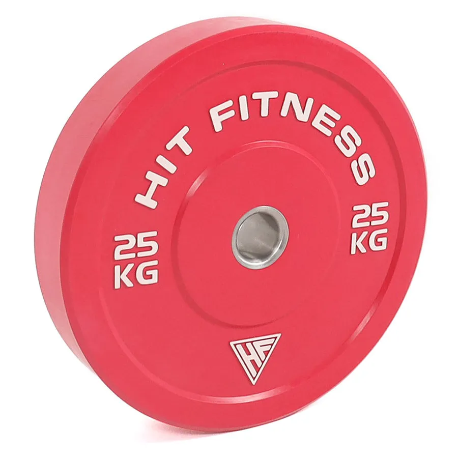 Hit Fitness 25kg Commercial Coloured Rubber Bumper Plate, Front Drive, Weightlifting Accessories, AI posture sensor