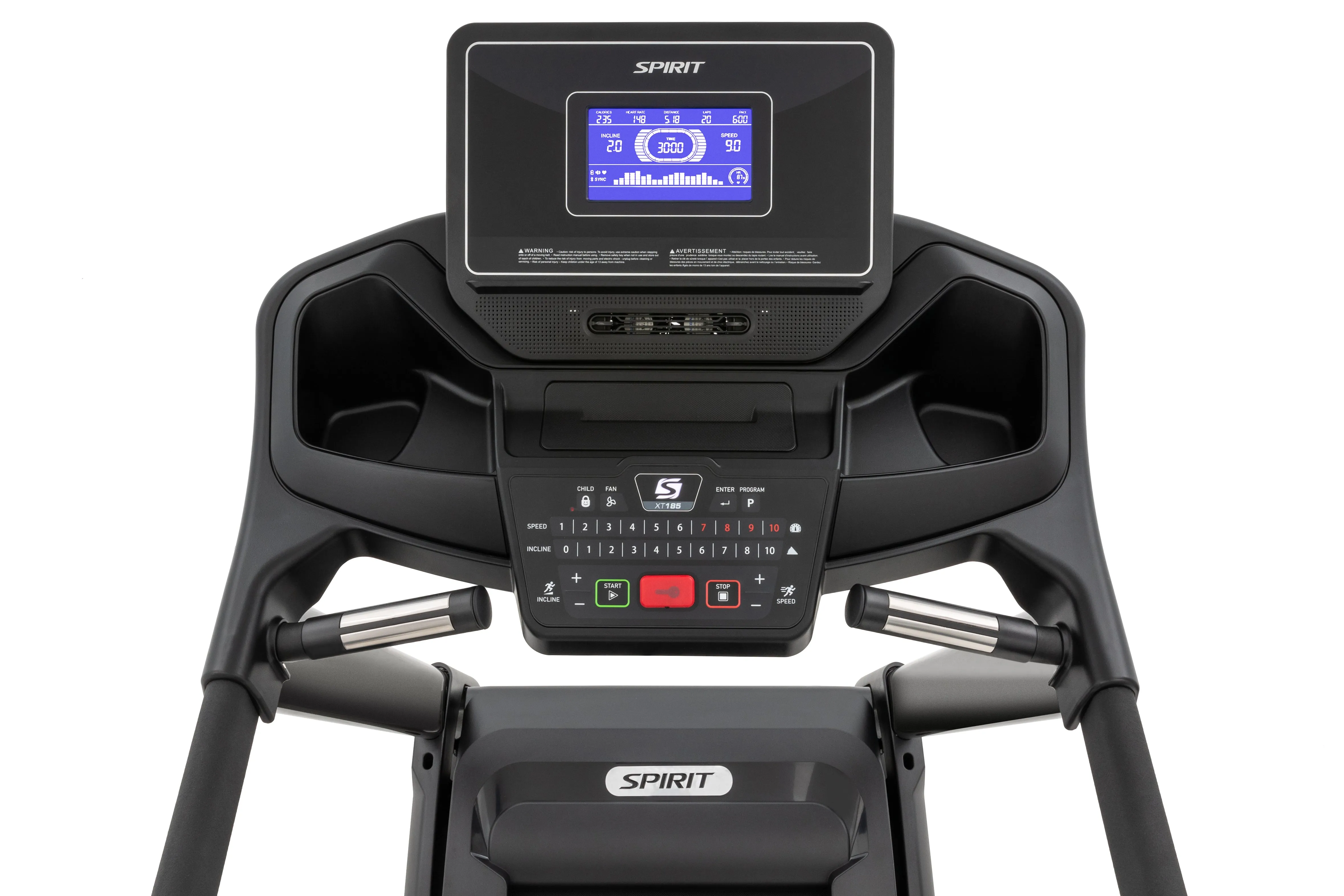 Spirit XT185 Folding Treadmill, Spin bike with monitor, Upright Bikes, Plyo Boxes