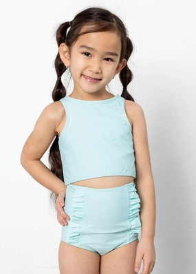 Fresh Mint | Mini Down in Front Ruffle Bottoms