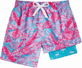 Funnycokid Boys Swim Trunks with Compression Liner Kids Anti-Chafe Swim Shorts Quick Dry Bathing Suit 5-16T