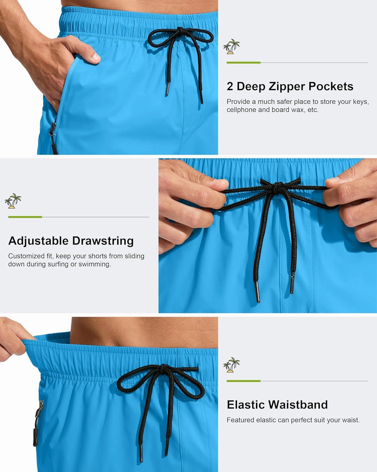 G Gradual Men's Swim Trunks 9" Quick Dry Swimming Board Shorts with Zipper Pockets Swimwear Bathing Suit for Men No Liner