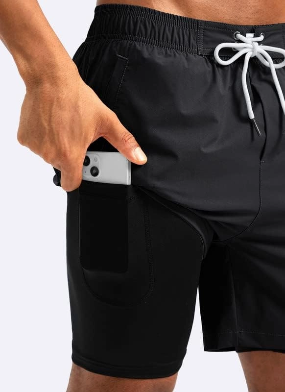 G Gradual Mens Swim Trunks with Compression Liner 5 inch Inseam Quick Dry Bathing Suits with Zipper Pocket-No Thigh Chafing