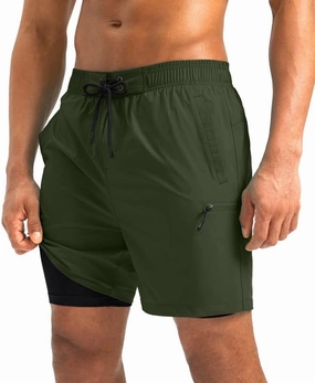G Gradual Mens Swim Trunks with Compression Liner 5 inch Inseam Quick Dry Bathing Suits with Zipper Pocket-No Thigh Chafing