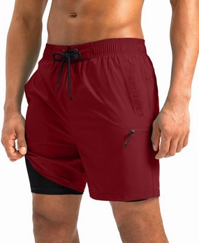 G Gradual Mens Swim Trunks with Compression Liner 5 inch Inseam Quick Dry Bathing Suits with Zipper Pocket-No Thigh Chafing